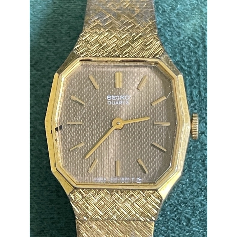 Seiko Quartz Womens Watch Gold Tone Textured Dial 1400-5429 Needs Batt